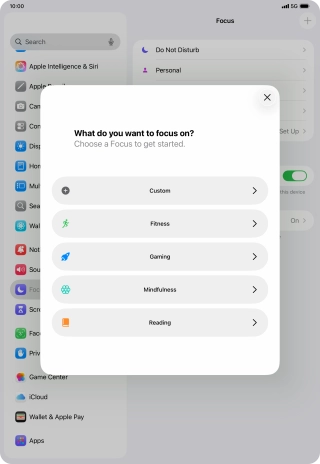 Press the required focus mode and follow the instructions on the screen to add the selected focus mode. Press the required focus mode and follow the instructions on the screen to add the selected focus mode.