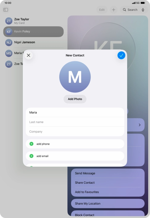 Press Last name and key in the last name. Press Last name and key in the last name.
