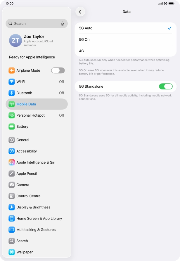 To turn on automatic switch between 5G and 4G, press 5G Auto. To turn on automatic switch between 5G and 4G, press 5G Auto.