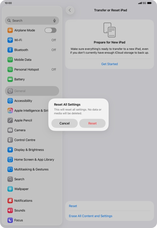 Press Reset. Press Reset.