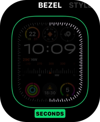 Turn the Digital Crown to change between the different designs. Turn the Digital Crown to change between the different designs.