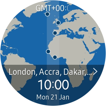 Turn the Rotating bezel right or left to select the required time zone. Turn the Rotating bezel right or left to select the required time zone.