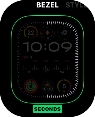 Turn the Digital Crown to change between the different designs. Turn the Digital Crown to change between the different designs.