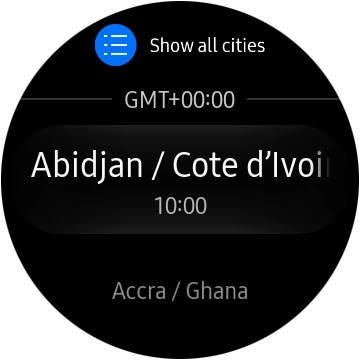 Press the required time zone. Press the required time zone.