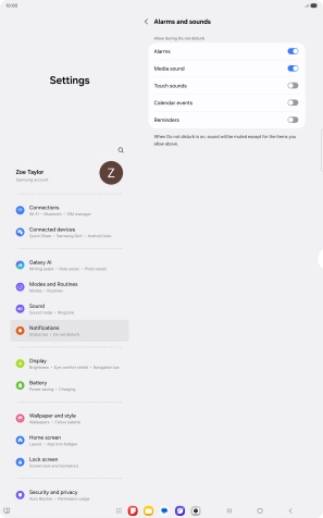 Press the indicators to turn sound and vibration for the selected functions on or off. Press the indicators to turn sound and vibration for the selected functions on or off.