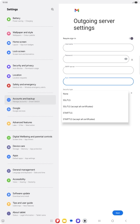 Press SSL/TLS. Press SSL/TLS.