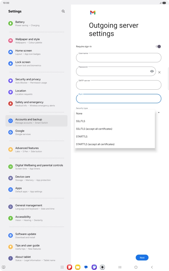 Press SSL/TLS. Press SSL/TLS.