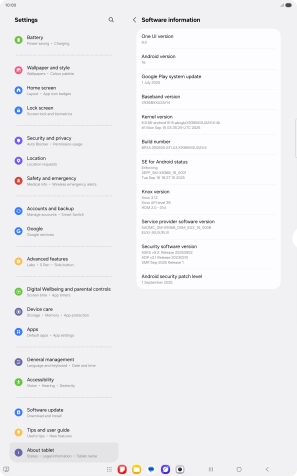 Your tablet's software version is displayed below Android version. Your tablet's software version is displayed below Android version.
