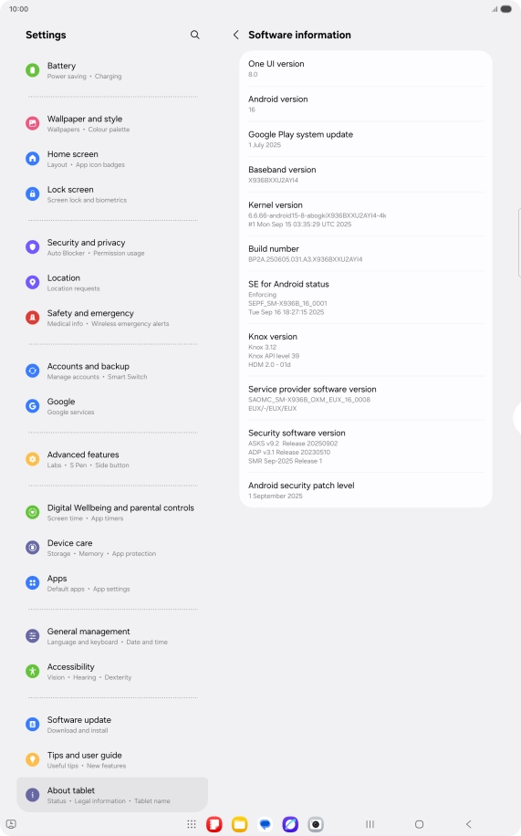 Your tablet's software version is displayed below Android version. Your tablet's software version is displayed below Android version.