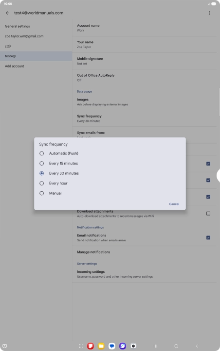 Press the required setting. Press the required setting.