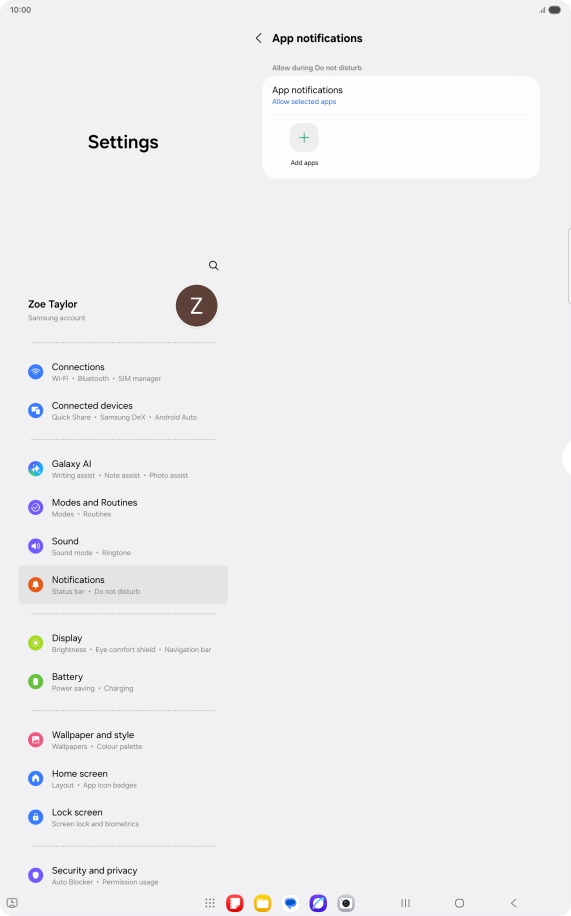 Press Add apps and follow the instructions on the screen to select which apps you would like to receive notifications from when Do Not Disturb is turned on. Press Add apps and follow the instructions on the screen to select which apps you would like to receive notifications from when Do Not Disturb is turned on.