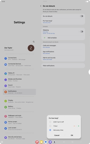 Press the required setting. Press the required setting.