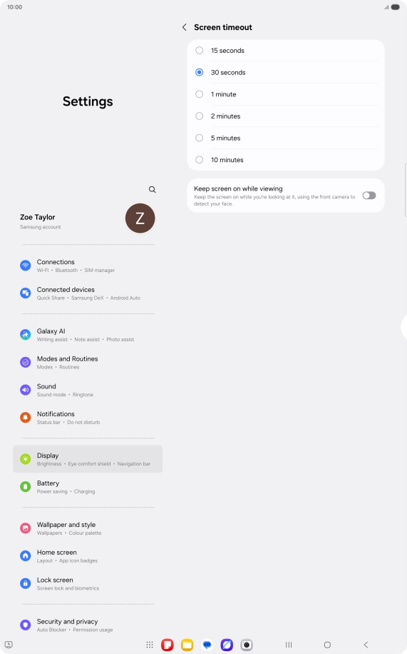 Press the required setting. Press the required setting.