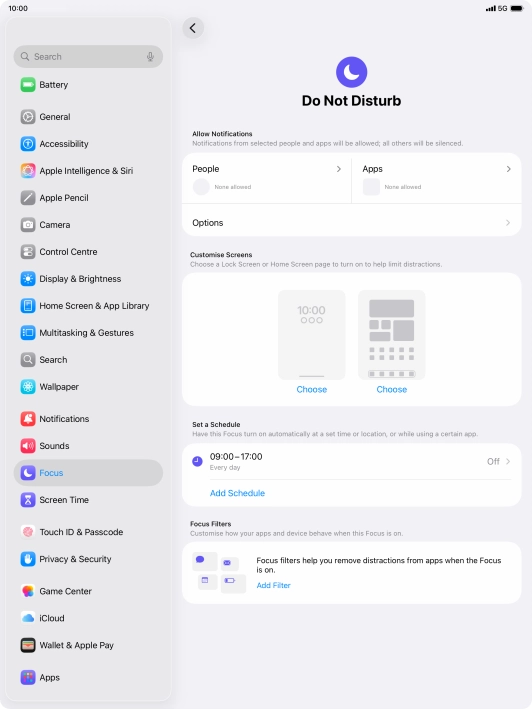 Press People and follow the instructions on the screen to select which contacts you would like to receive calls and notifications from when Do Not Disturb is turned on. Press People and follow the instructions on the screen to select which contacts you would like to receive calls and notifications from when Do Not Disturb is turned on.