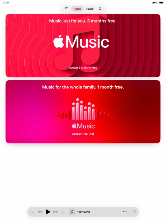 Press the iPad icon. Press the iPad icon.