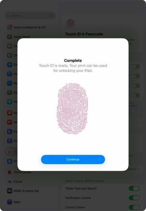 Press Continue. If you haven't previously selected a lock code, key in a code of your own choice twice. Press Continue. If you haven't previously selected a lock code, key in a code of your own choice twice.