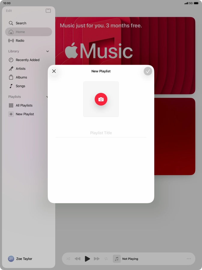 Press the text input field and key in a name for the playlist. Press the text input field and key in a name for the playlist.