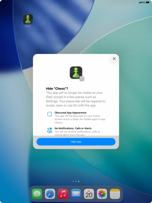 Press Hide App. Press Hide App.