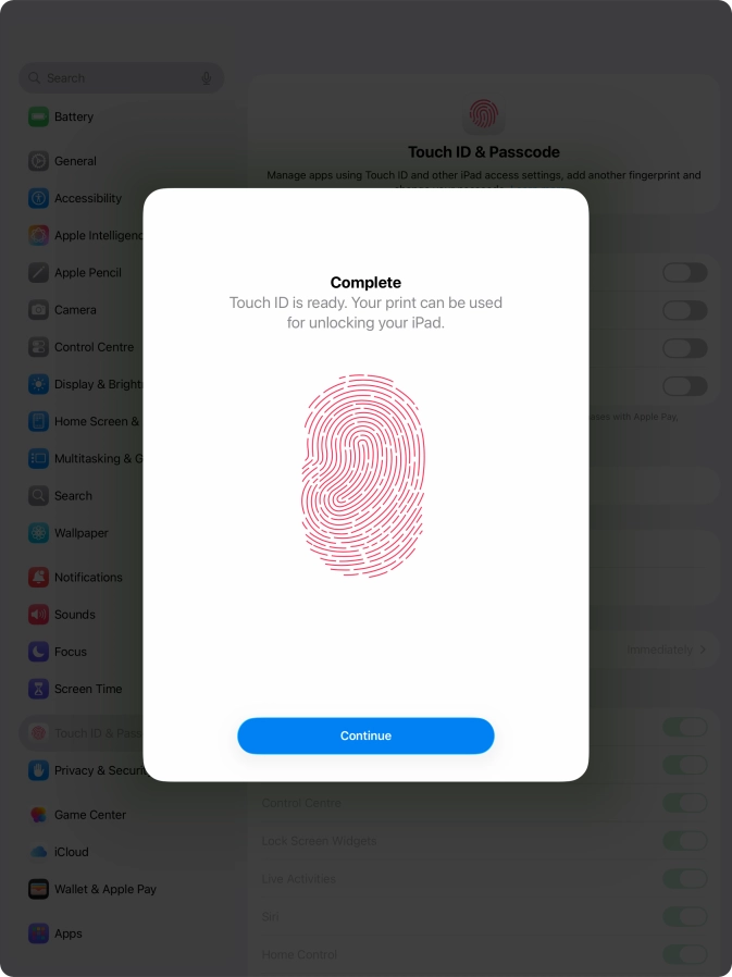 Press Continue. If you haven't previously selected a lock code, key in a code of your own choice twice. Press Continue. If you haven't previously selected a lock code, key in a code of your own choice twice.