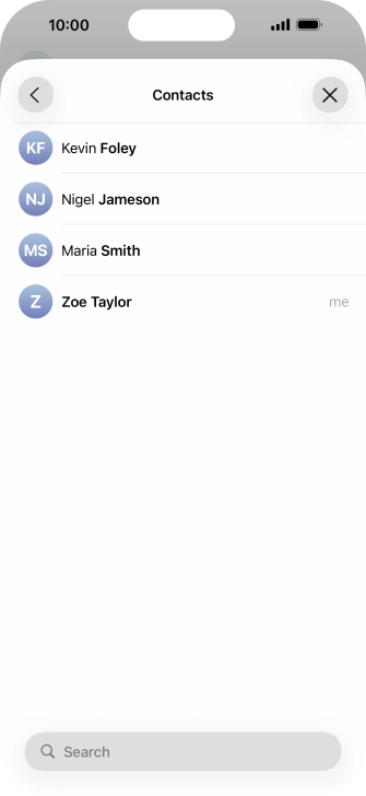 Press the required contact. Press the required contact.