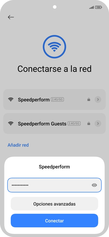 Introduce la contraseña de la red wifi y pulsa Conectar. Introduce la contraseña de la red wifi y pulsa Conectar.