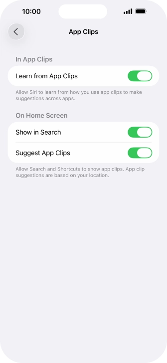 Press the indicators next to the required settings to turn them on or off. Press the indicators next to the required settings to turn them on or off.