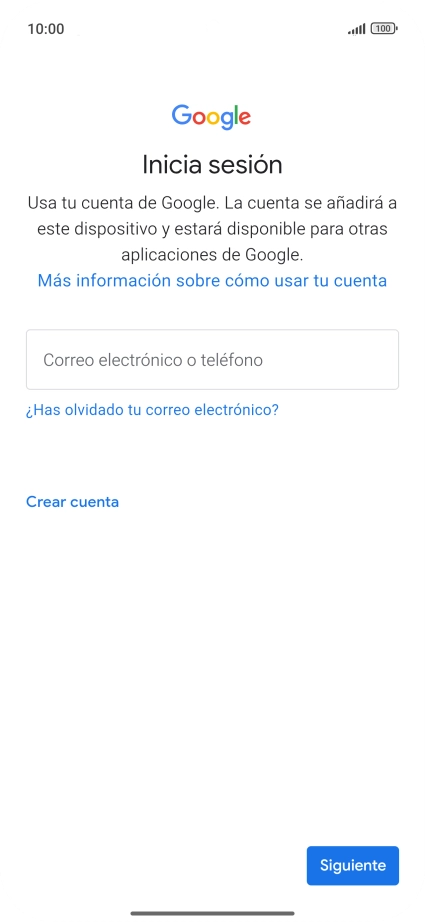 Si no tienes una cuenta de Google, pulsa Crear cuenta y sigue las indicaciones de la pantalla para ver cómo crear una cuenta nueva. Si no tienes una cuenta de Google, pulsa Crear cuenta y sigue las indicaciones de la pantalla para ver cómo crear una cuenta nueva.