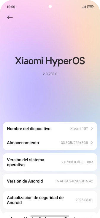 Pulsa Xiaomi HyperOS. Si hay una versión de software nueva disponible, aparecerá ahora en la pantalla. Sigue las indicaciones de la pantalla para actualizar el software del teléfono. Pulsa Xiaomi HyperOS. Si hay una versión de software nueva disponible, aparecerá ahora en la pantalla. Sigue las indicaciones de la pantalla para actualizar el software del teléfono.