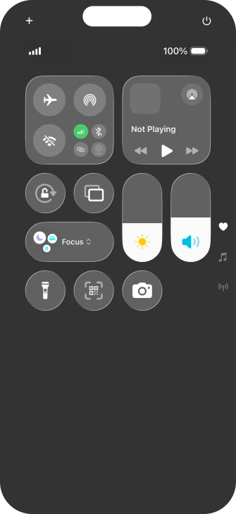 Slide your finger up or down on the screen to select the required Control Centre page. Slide your finger up or down on the screen to select the required Control Centre page.
