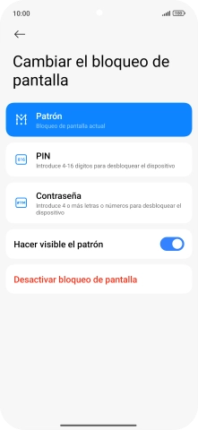 Pulsa Desactivar bloqueo de pantalla e introduce el código de seguridad extra que has creado anteriormente. Pulsa Desactivar bloqueo de pantalla e introduce el código de seguridad extra que has creado anteriormente.