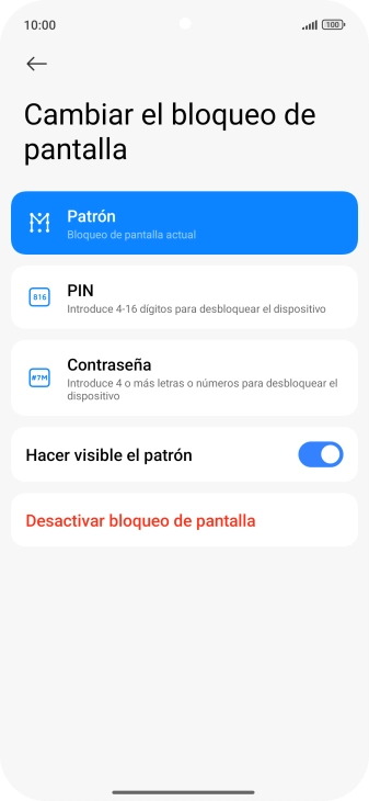Pulsa Desactivar bloqueo de pantalla e introduce el código de seguridad extra que has creado anteriormente. Pulsa Desactivar bloqueo de pantalla e introduce el código de seguridad extra que has creado anteriormente.