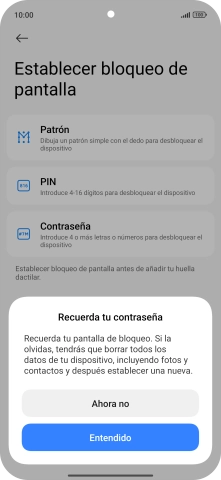 Pulsa Entendido y sigue las indicaciones de la pantalla para crear un código de seguridad del teléfono adicional. Pulsa Entendido y sigue las indicaciones de la pantalla para crear un código de seguridad del teléfono adicional.