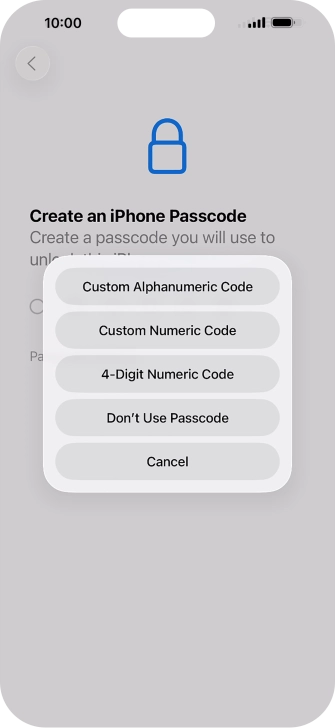 Follow the instructions on the screen to turn on use of phone lock code or press Don't Use Passcode. Follow the instructions on the screen to turn on use of phone lock code or press Don't Use Passcode.