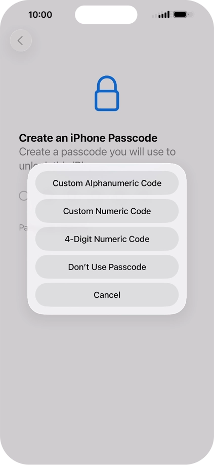 Follow the instructions on the screen to turn on use of phone lock code or press Don't Use Passcode. Follow the instructions on the screen to turn on use of phone lock code or press Don't Use Passcode.