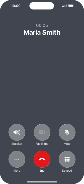 Press the end call icon to end the call and return to the home screen. Press the end call icon to end the call and return to the home screen.