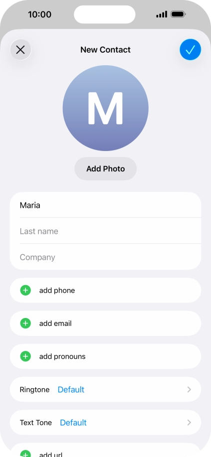 Press Last name and key in the last name. Press Last name and key in the last name.