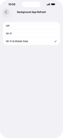To turn off background refresh of apps, press Off. To turn off background refresh of apps, press Off.