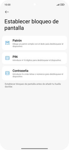 Pulsa el código de seguridad deseado. Pulsa el código de seguridad deseado.