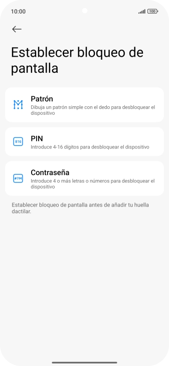 Pulsa el código de seguridad deseado. Pulsa el código de seguridad deseado.