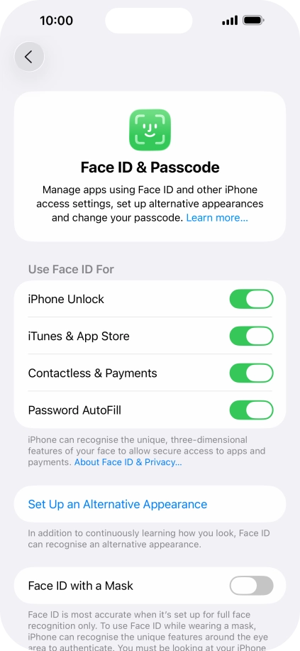 Press the indicators next to the required settings to turn them on or off. Press the indicators next to the required settings to turn them on or off.
