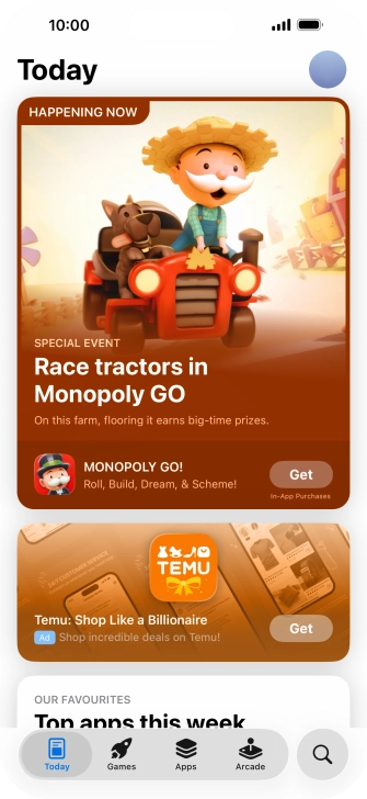 Press the search icon. Press the search icon.