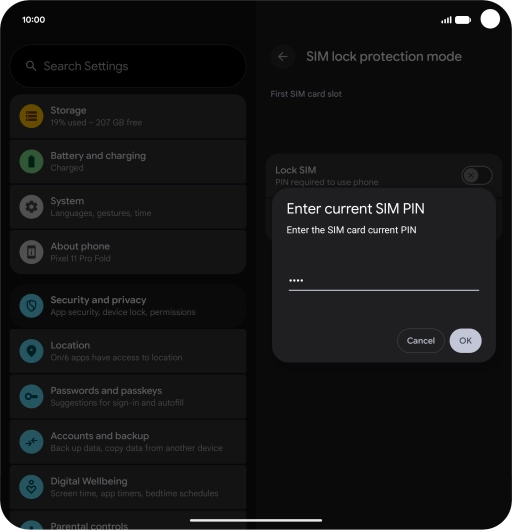 Key in your PIN and press OK. The default PIN is 1111.