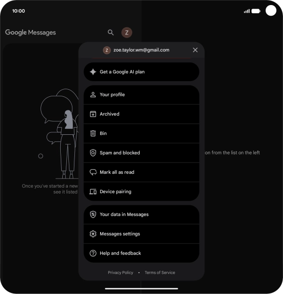 Press Messages settings.
