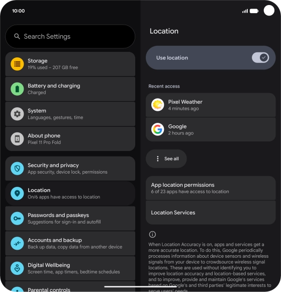 Press App location permissions.