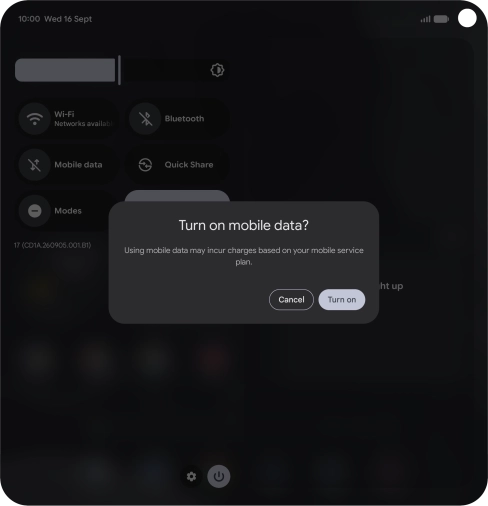 If you turn on the function, press Turn on.