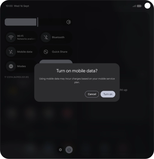 If you turn on the function, press Turn on.