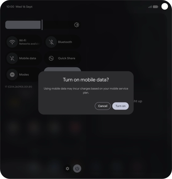 If you turn on the function, press Turn on.