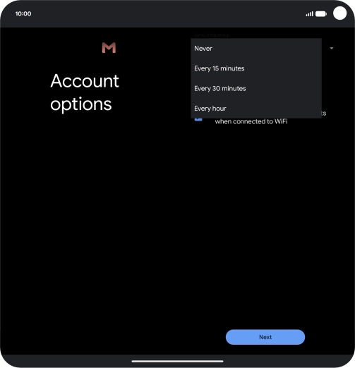 Press the required setting.