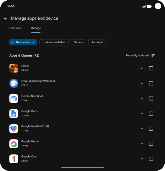 Press the required app.
