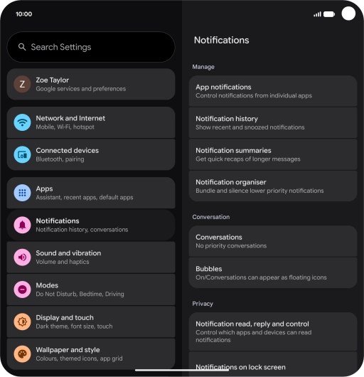 Press App notifications.